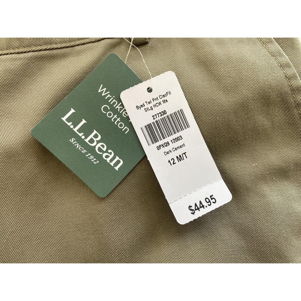 L.L.Bean Pants Womens 12 Medium Tall Brown Classic Fit Chino Wrinkle Free 32x32 - Picture 14 of 16